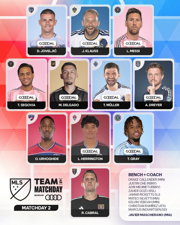 开云体育官网-美职联第2轮最佳阵：梅西、穆勒、塞戈维亚在列，主帅马斯切拉诺